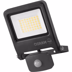 Le projecteur LED OSRAM ENDURA FLOOD PC 30 W avec capteur délivre 3 000 lumens de lumière blanc chaud. Son boîtier gris est e ...