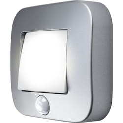 Nightlux Hall Veilleuse Argent IP54 Capteur de Mouvement Fonctionne sur Piles Lumière Blanc Froid 4000K Idéale pour les Couloirs et les Entrées