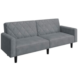 Yaheetech Canapé-lit Housse Convertible avec Dossier réglable Fonction de Couchage Canapé dangle 3 Places en Velours Gris