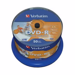 Verbatim DVD-R Wide Inkjet Printable ID Brand, DVD-R, 120 mm, Imprimable, Fuseau, 50 pièce(s), 4,7 Go