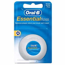 Oral-B Essential Floss 50m, Fil dentaire monofilament, Fil dentaire ciré, Soie, Blanc, 50 m