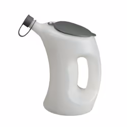 Broc verseur gradué en HDPE (Polyéthylène haute densité) de couleur blanc translucide avec couvercle en polypropylène de coul ...