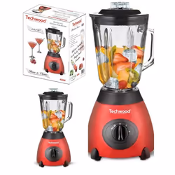Bol mixeur blender - INOX - Rouge - 500W - 15L - 2 Vitesses + Impulsions