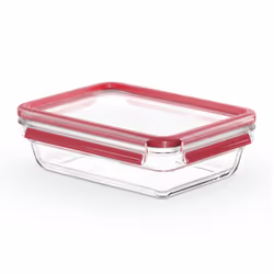 Tefal MasterSeal N1040910, Boîte, Rectangulaire, 1,1 L, Transparent, Rouge, Verre, 420 °C
