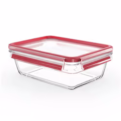 Tefal MasterSeal N10410, Boîte, Rectangulaire, 1,3 L, Rouge, Transparent, Verre, 420 °C