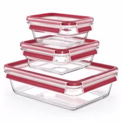 Tefal MasterSeal N1050910, Régler, Rectangulaire, Rouge, Transparent, Verre, 420 °C, -40 - 420 °C