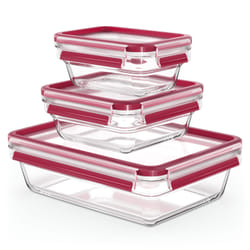 Tefal MasterSeal N1050910 boîte hermétique alimentaire Rectangulaire Régler Rouge, Transparent 3 pièce(s)