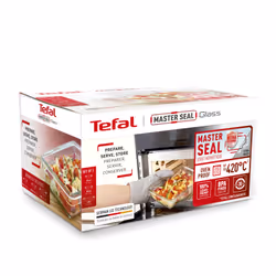 Tefal MasterSeal N1050910 boîte hermétique alimentaire Rectangulaire Régler Rouge, Transparent 3 pièce(s)