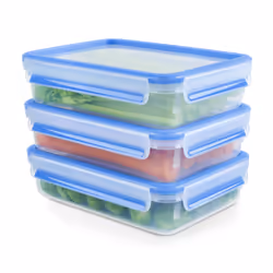 Tefal Masterseal Fresh N1033110 boîte hermétique alimentaire Rectangulaire Régler 1,2 L Bleu, Translucide 3 pièce(s)