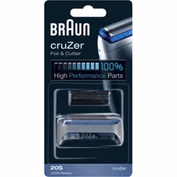 Braun CruZer 20S, Tête de rasage, 1 tête(s), Bleu, Argent, Plastique, Métal, Braun, geschikt voor cruZer 6 face, cruZer 6 bea ...
