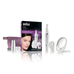 Braun Épilateur visage & brosse nettoyage facial Visage 830 édition Premium avec miroir et trousse de toilette