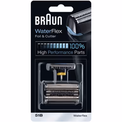 Braun WaterFlex 51B, Tête de rasage, 1 tête(s), Noir, Argent, 18 mois, Braun, Waterflex WF2S