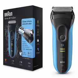 Braun Series 3 3040s, Rasoir à grille, 2 x SensoFoil, Noir, Bleu, LED, Batterie, Hybrides nickel-métal (NiMH)