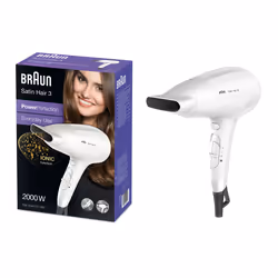 Braun Satin Hair HD 380, Blanc, Orifice de suspension, 1,8 m, 2000 W, 100 - 240 V, 590 g