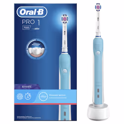 Oral-B PRO 700, Adulte, Brosse à dents rotative oscillante, Nettoyage en profondeur, 20000 mouvements par minute, Bleu, Blanc ...