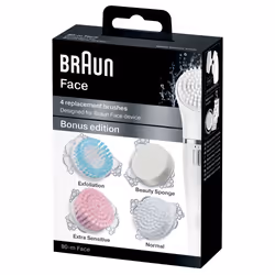 Braun Face 80-m Brosse Édition Bonus pour les Peaux Normales - Lot de 4 Brosses de Remplacement