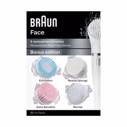 Braun Face 80-m Brosse Édition Bonus pour les Peaux Normales - Lot de 4 Brosses de Remplacement