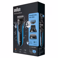 Braun Series 3 Shave&Style 3010BT Rasoir à grille Tondeuse Noir, Bleu - Vue supplémentaire 7