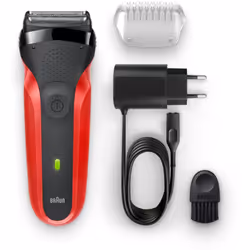 Braun Series 3 300s, Rasoir à grille, Noir, Rouge, 2 SensoFoil, LED, Batterie, Hybrides nickel-métal (NiMH)