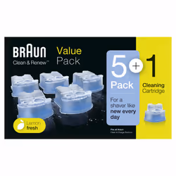 Braun Cartouches De Recharge Clean & Renew CCR, Nettoyant Pour Rasoir Pack De 5 + 1