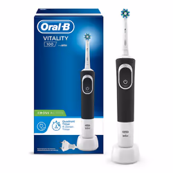 Oral-B Vitality 100 CrossAction, Adulte, Brosse à dents rotative oscillante, Noir, Blanc, 2 min, Batterie, Batterie intégré