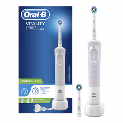Oral-B Vitality 170 CrossAction, Adulte, Brosse à dents rotative oscillante, Soin quotidien, Blanc, 2 min, 1 pièce(s)
