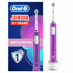 Oral-B Junior 6+, Enfant, Violet, Blanc, 2 min, 30 sec, 6 an(s), Batterie, 1 pièce(s)