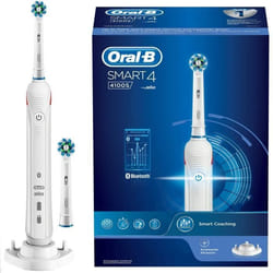Brosse à dents électrique - Oral B - Smart 4 4100S - Connectée rechargeable blanche adulte