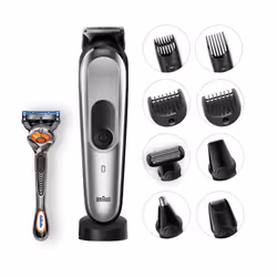Braun Multigroomer MGK7920 + Organizer gift set Batterie 2,1 cm Mouillé & sec Noir, Argent