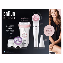 Braun Silk-épil 9 975 Beauty Set, Blanc, Rose, 40 pince(s), Exfoliation, LED, Allemagne, 1 SensoFoil