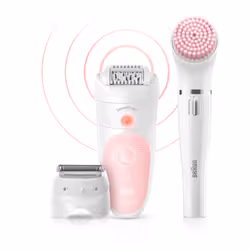 Braun Silk-épil 5 Wet&amp;Dry 81683688, Blanc, Rose, 28 pince(s), LED, Allemagne, 1 SensoFoil, Batterie