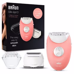 Braun Silk-épil 3 81683691, Rose, Blanc, 20 pince(s), Arrière de la cuisse, Bikini, Cuisse avant, Intérieur des avant-bras, E ...