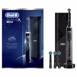 Oral-B Genius X 80326042, Adulte, Brosse à dents rotative oscillante, Soins des gencives, Sensible, Blanchiment, Noir, 2 min, ...