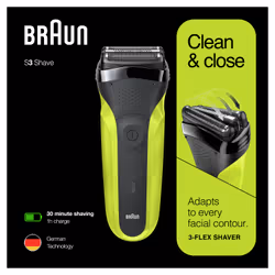 Braun Series 3 81702940, Rasoir à grille, Boutons, Noir, Vert, LED, Chargement, Énergie, AC/Batterie