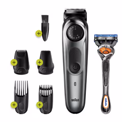 Braun BeardTrimmer BT7220, Lavable, AC/Batterie, Noir, Gris