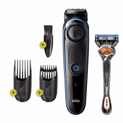 Braun BeardTrimmer 81705178, Lavable, Batterie, Noir, Bleu