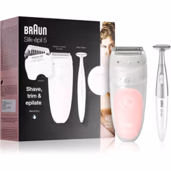 Braun Silk-épil 5 81706349, Blanc, Rose, 28 pince(s), Aisselles, Bikini, Cuisse avant, Intérieur des avant-bras, Rasage, LED, ...