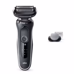 Braun Series 5 50-W1600s, Rasoir à grille, EasyClean, Boutons, Blanc, LED, Batterie