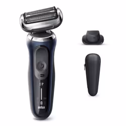Braun Series 7 70-B1200s, Rasoir à grille, 360° Flex, Acier inoxydable, Boutons, Bleu, LED