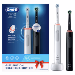 Oral-B Pro 3 3900, Adulte, Brosse à dents rotative, Soin quotidien, Sensible, Blanchiment, Noir, Blanc, 2 min, Noir, Blanc