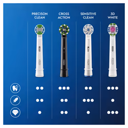 Oral-B CrossAction 80339540 tête de brosses 3 pièce(s) Noir