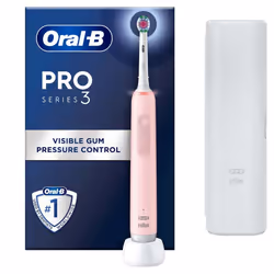 Oral-B Pro 3 3500, Adulte, Brosse à dents rotative oscillante, Soin quotidien, Sensible, Blanchiment, Rose, Blanc, 4 x 30 sec ...