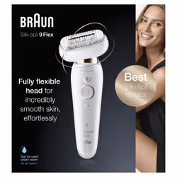 Braun Silk-épil 9 Flex, Blanc, Or, 40 pince(s), Aisselles, Bikini, Cuisse avant, Intérieur des avant-bras, Epilation, Rasage, ...