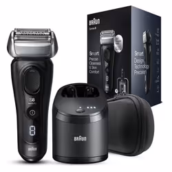 Braun Series 8 8460cc Wet&Dry, Rasoir à grille, SensoFlex, Noir, Chargement, Batterie, 60 min