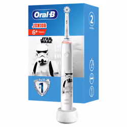 Oral-B Junior 80353788, Enfant, Brosse à dents rotative, Soin quotidien, Sensible, Noir, Bleu, 30 sec, Extra doux
