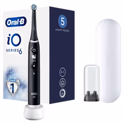 Oral-B iO 6, Adulte, Brosse à dents oscillante, Intense, Soin quotidien, Soins des gencives, Sensible, Blanchiment, Noir, 2 m ...