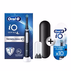 Oral-B iO 4n, Adulte, Brosse à dents rotative oscillante, Soin quotidien, Sensible, Super sensitive, Blanchiment, Noir, 2 min ...