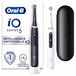 Oral-B iO 5 Pack 2 brosses à dents électriques avec brossettes, Adulte, Brosse à dents oscillante, Intense, Soin quotidien, S ...