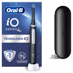 Oral-B iO 4S, Adulte, Brosse à dents vibrante, Soin quotidien, Sensible, Super sensitive, Blanchiment, Noir, Rond, Batterie