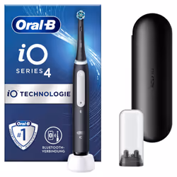 Oral-B iO Series 4 , Adulte, Soin quotidien, Sensible, Super sensitive, Blanchiment, Noir, 4 x 30 sec, Noir, Rond